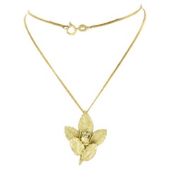 Collier et pendentif avec diamants taille brillant jusqu'à 0,20ct or 14k 5,8 grammes