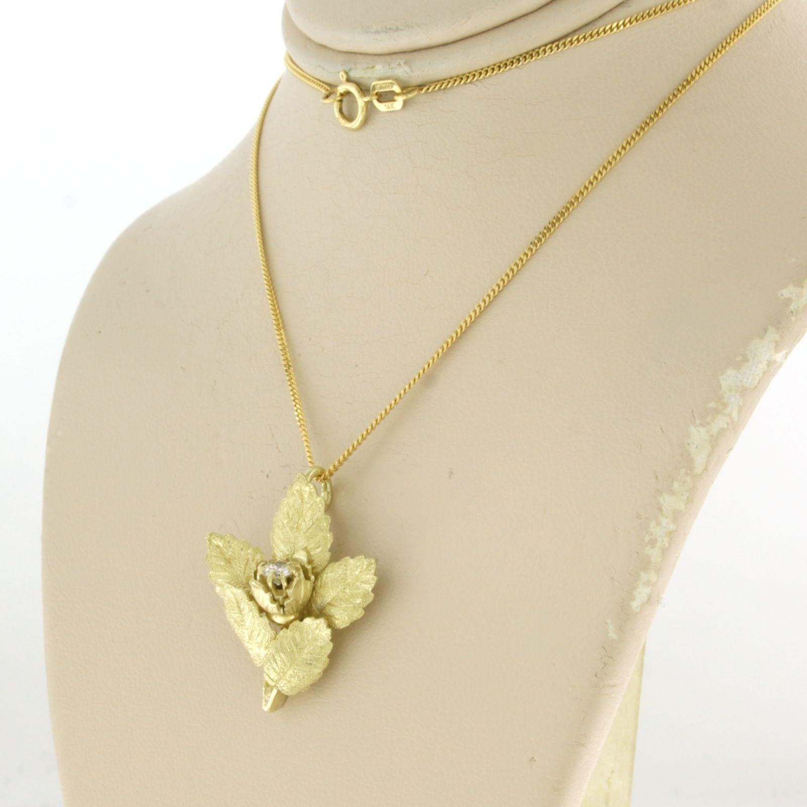 Moderne Collier et pendentif avec diamants taille brillant jusqu'à 0,20 ct Or jaune 14k en vente