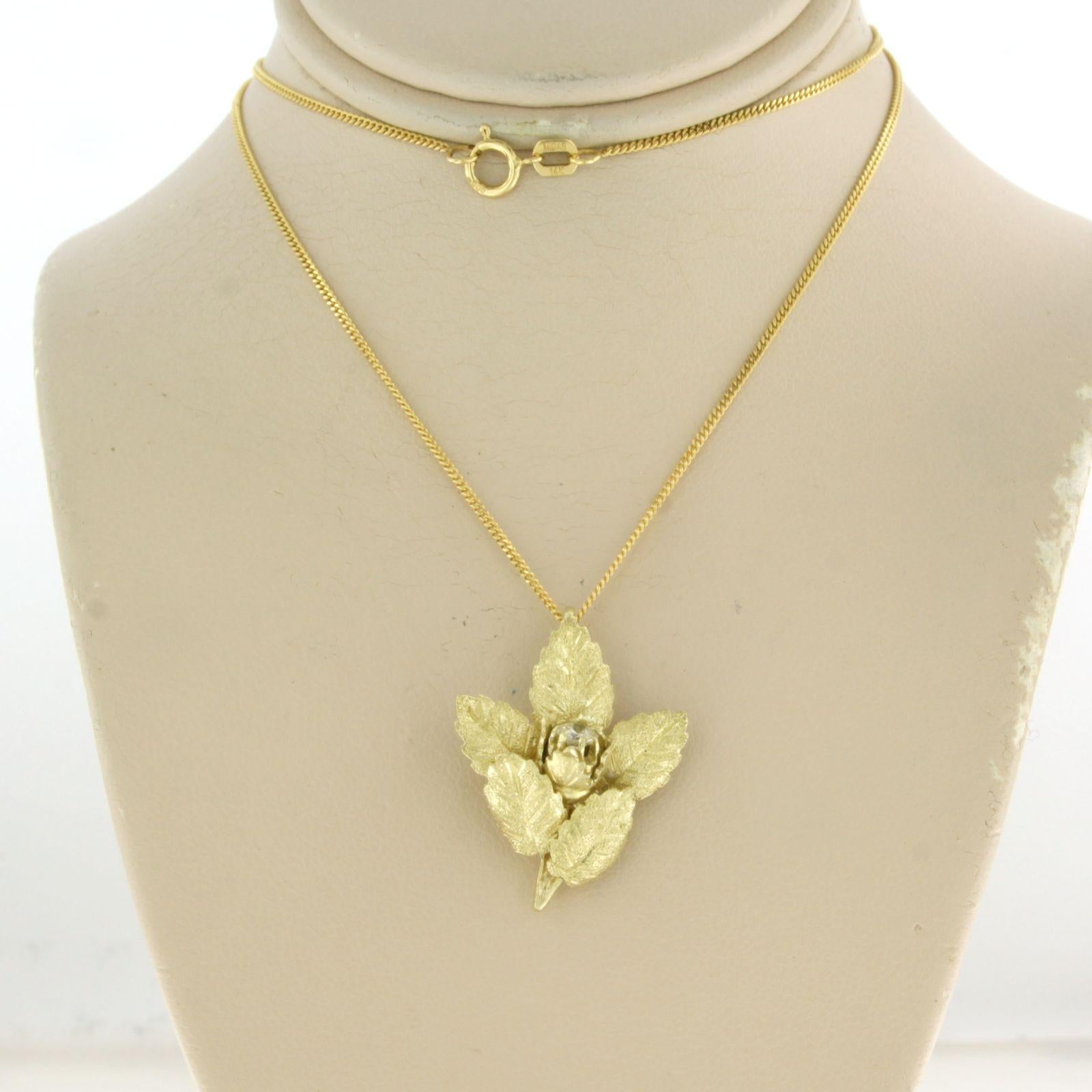 Collier et pendentif avec diamants taille brillant jusqu'à 0,20 ct Or jaune 14k Excellent état - En vente à The Hague, ZH