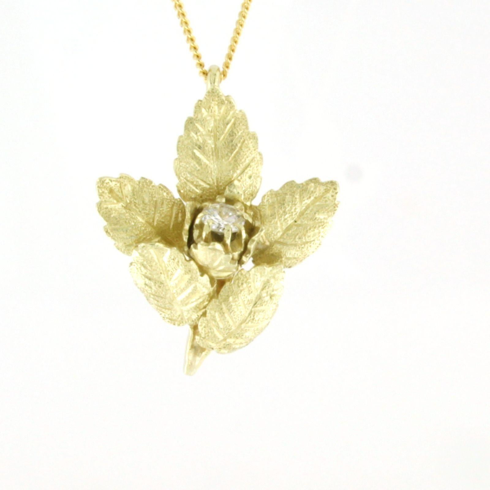 Collier et pendentif avec diamants taille brillant jusqu'à 0,20 ct Or jaune 14k en vente 1