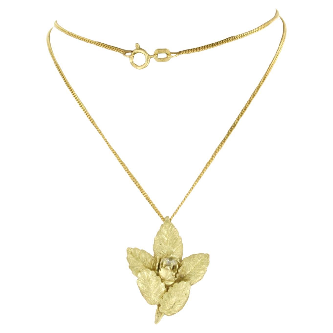 Necklace and pendant with brilliant cut diamonds up to 0.20ct 14k yellow gold