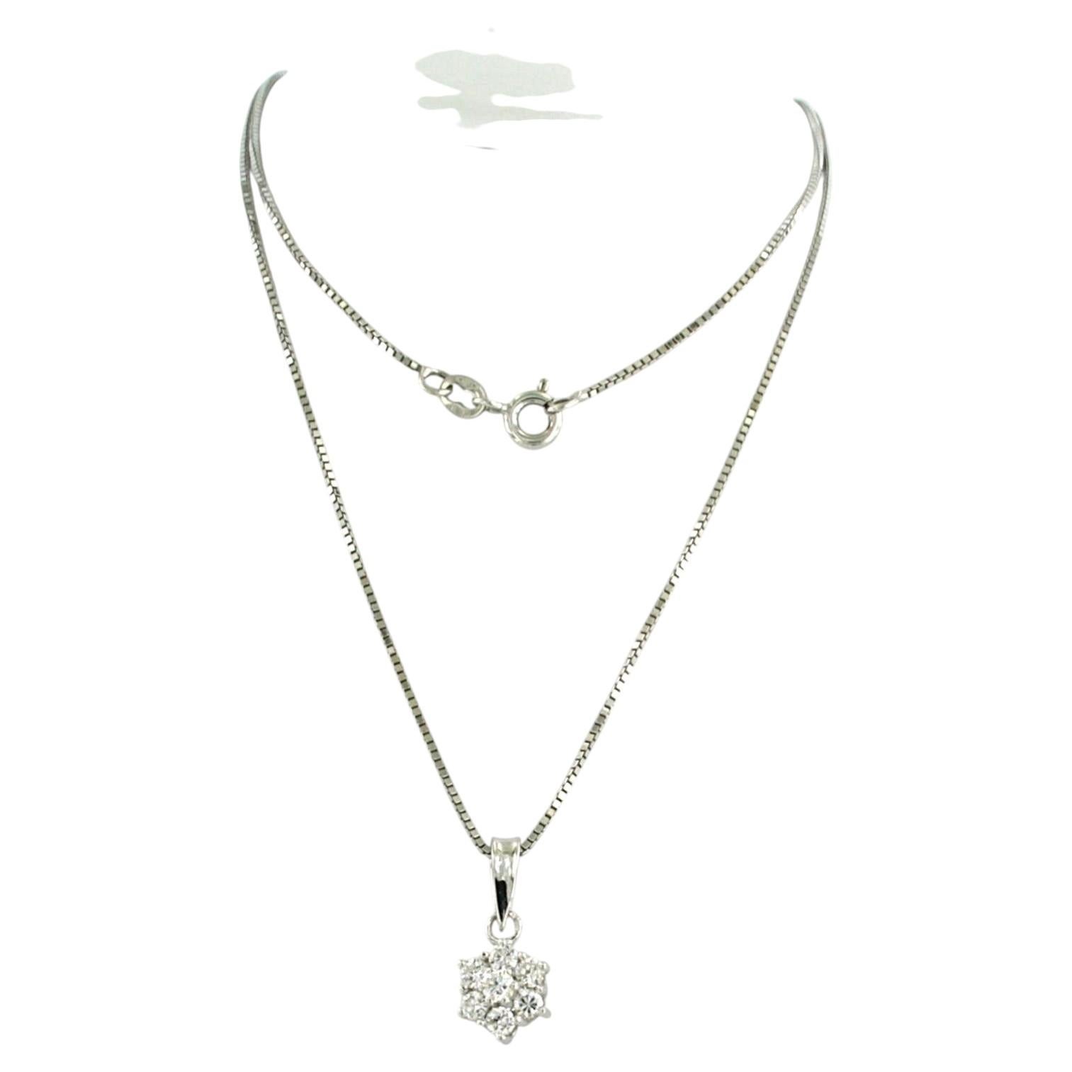 Necklace and pendant with brilliant cut diamonds up to 0.30ct 18k white gold