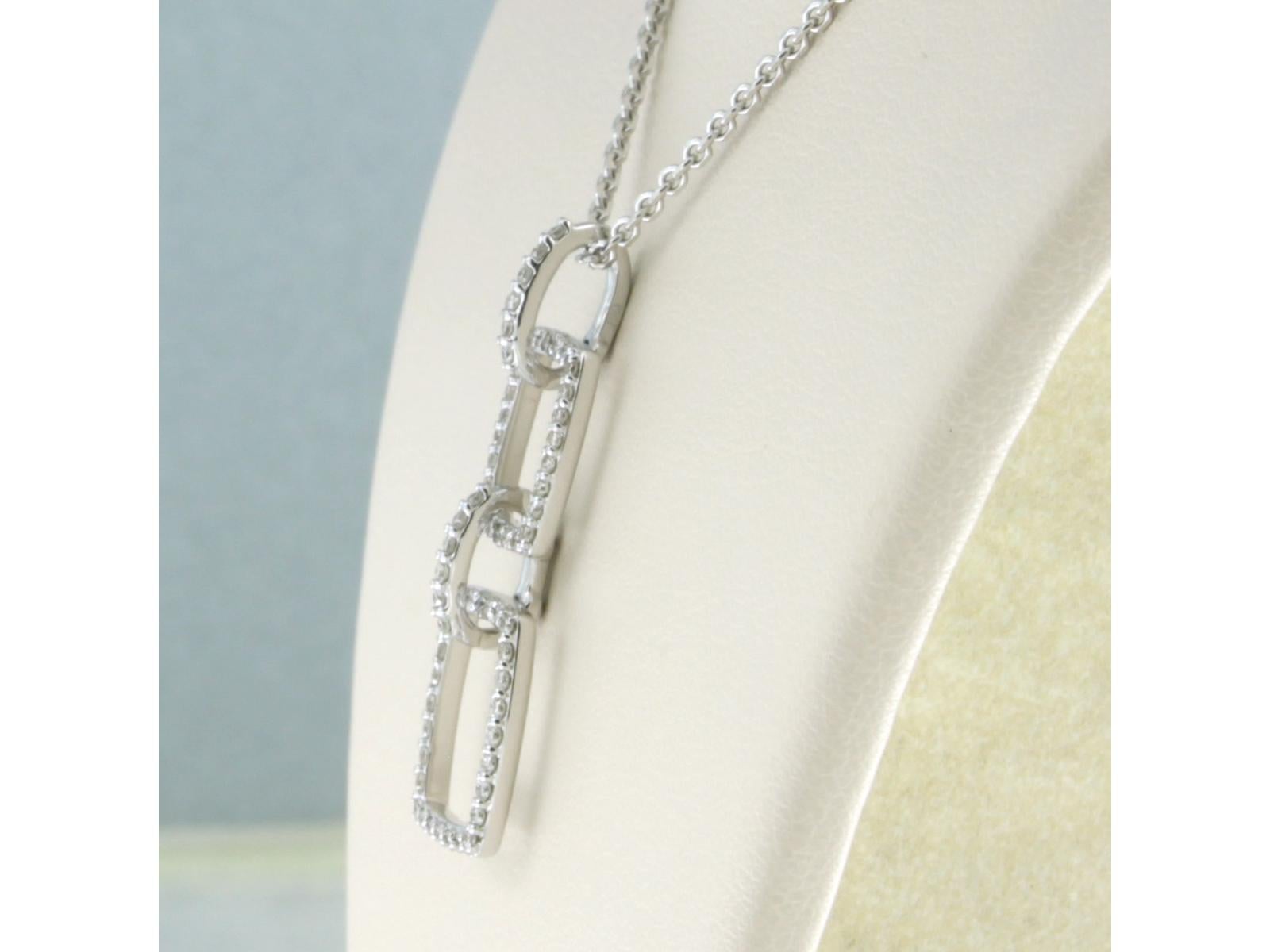 Modern Necklace and pendant with brilliant cut diamonds up to 0.38ct 18k gold 4.2 grams For Sale