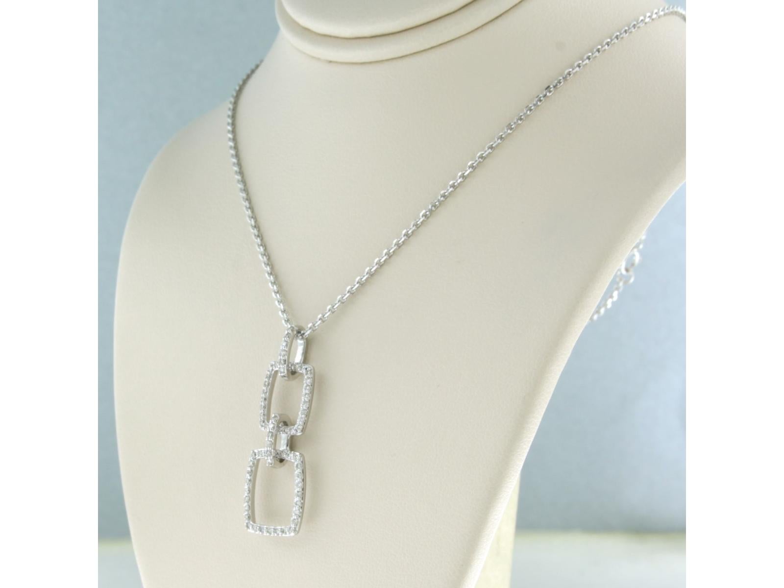 Necklace and pendant with brilliant cut diamonds up to 0.38ct 18k gold 4.2 grams In Excellent Condition For Sale In The Hague, ZH