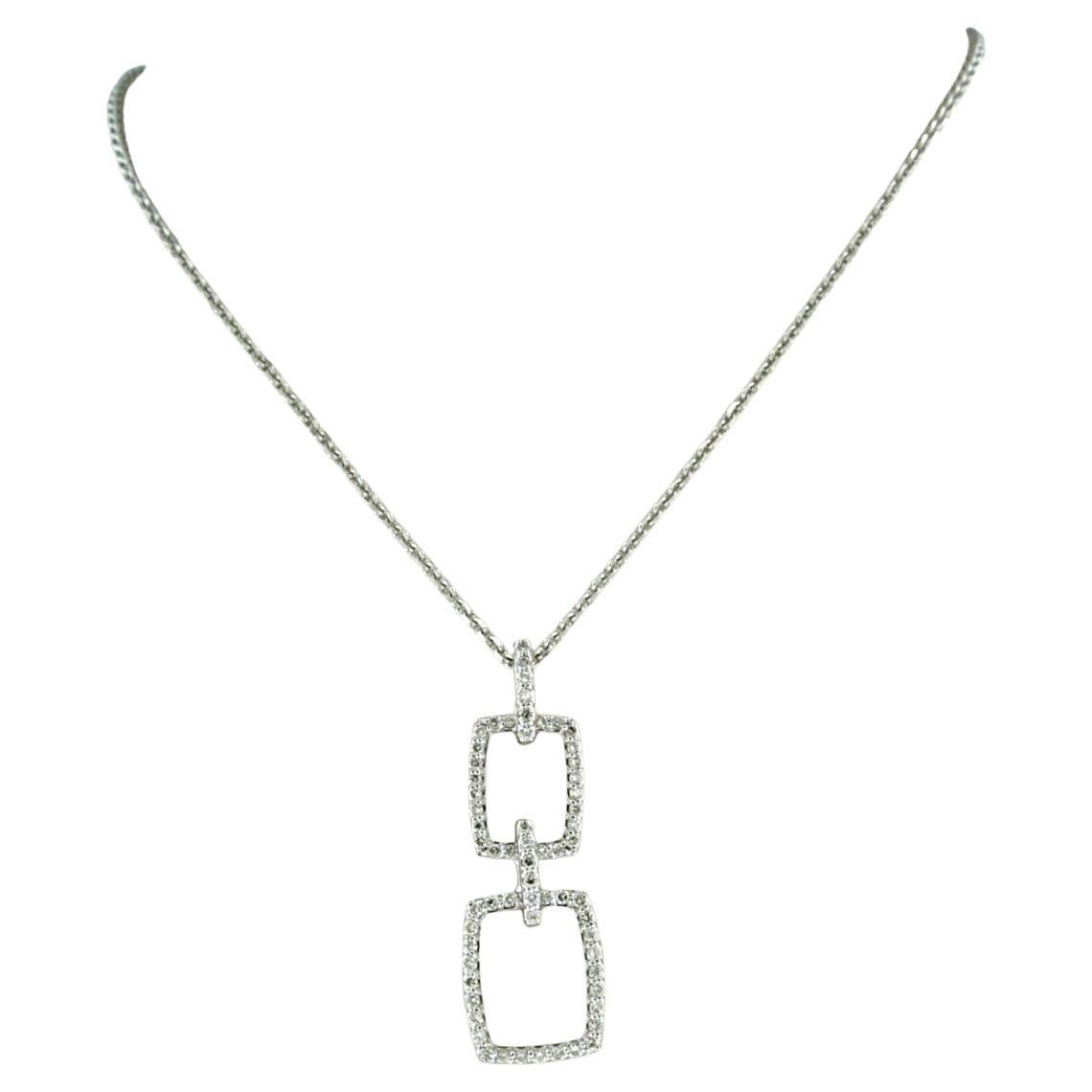 Necklace and pendant with brilliant cut diamonds up to 0.38ct 18k gold 4.2 grams For Sale