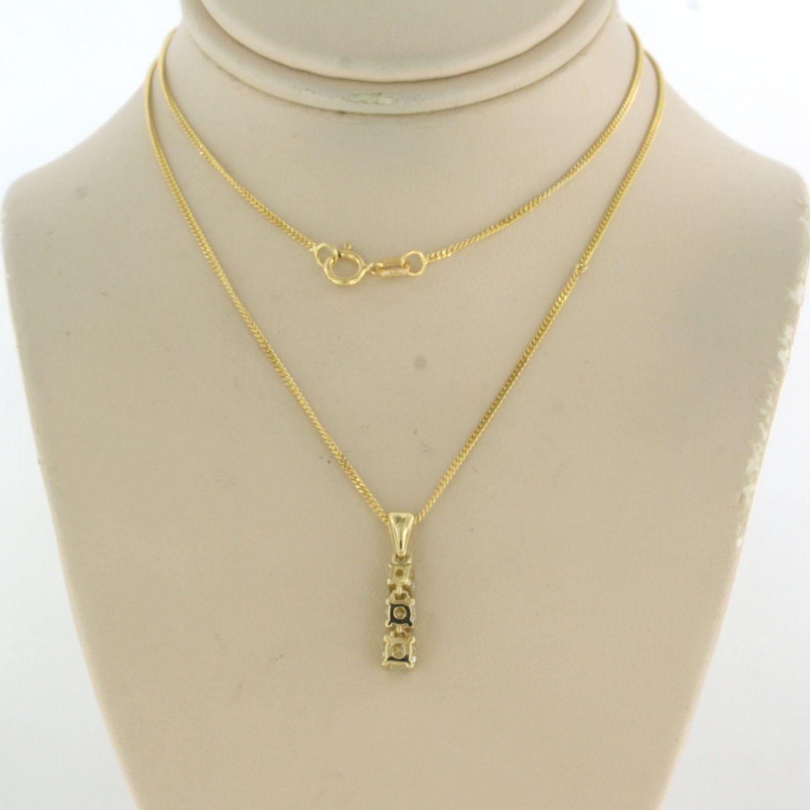 Women's Necklace and pendant with brilliant cut diamonds up to 0.40ct 14k yellow gold For Sale