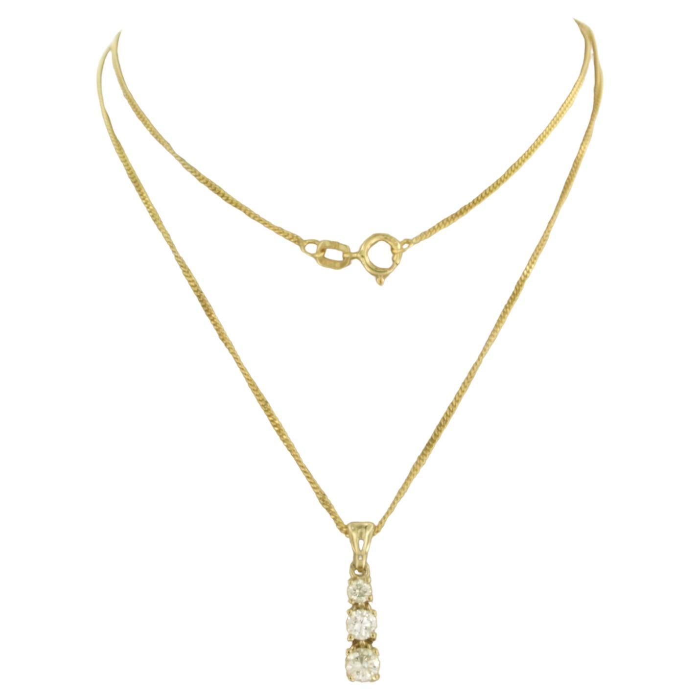 Necklace and pendant with brilliant cut diamonds up to 0.40ct 14k yellow gold For Sale