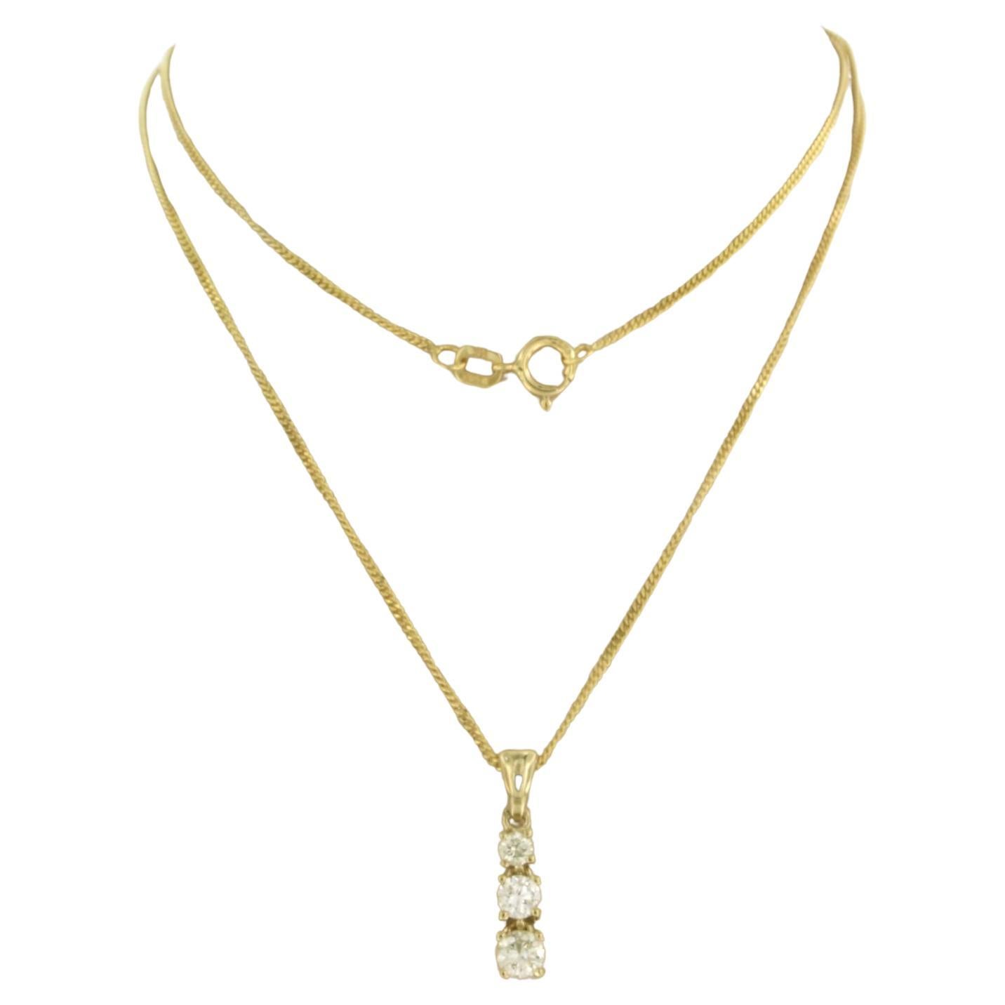 Necklace and pendant with brilliant cut diamonds up to 0.40ct 14k yellow gold