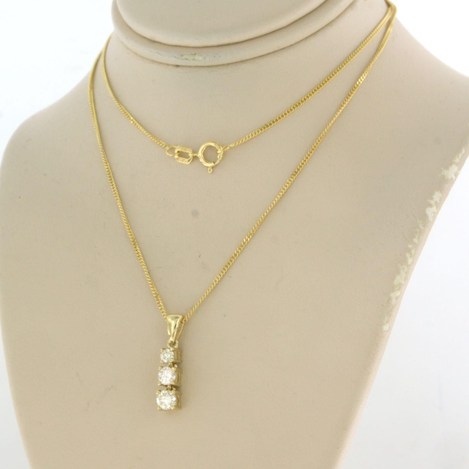 Collier et pendentif avec diamants taille brillant jusqu'à 0,45 ct Or jaune 14k Neuf - En vente à The Hague, ZH