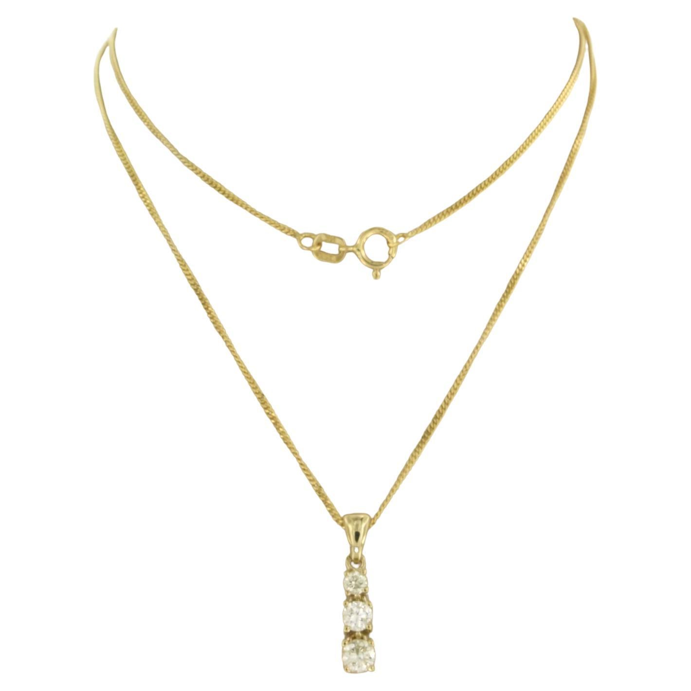 Necklace and pendant with brilliant cut diamonds up to 0.45ct 14k yellow gold