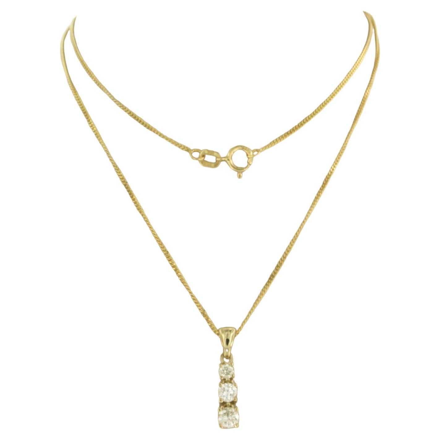 Collier et pendentif avec diamants taille brillant jusqu'à 0,45 ct Or jaune 14k