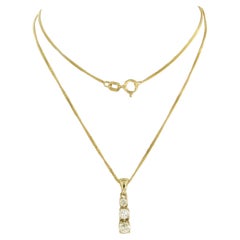 Collier et pendentif avec diamants taille brillant jusqu'à 0,45 ct Or jaune 14k