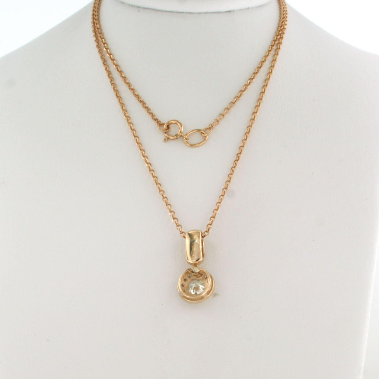 Brilliante e ciondolo con diamanti taglio brillante fino a 0,52ct in oro 14k 2,3 grammi In condizioni Nuovo in vendita a The Hague, ZH