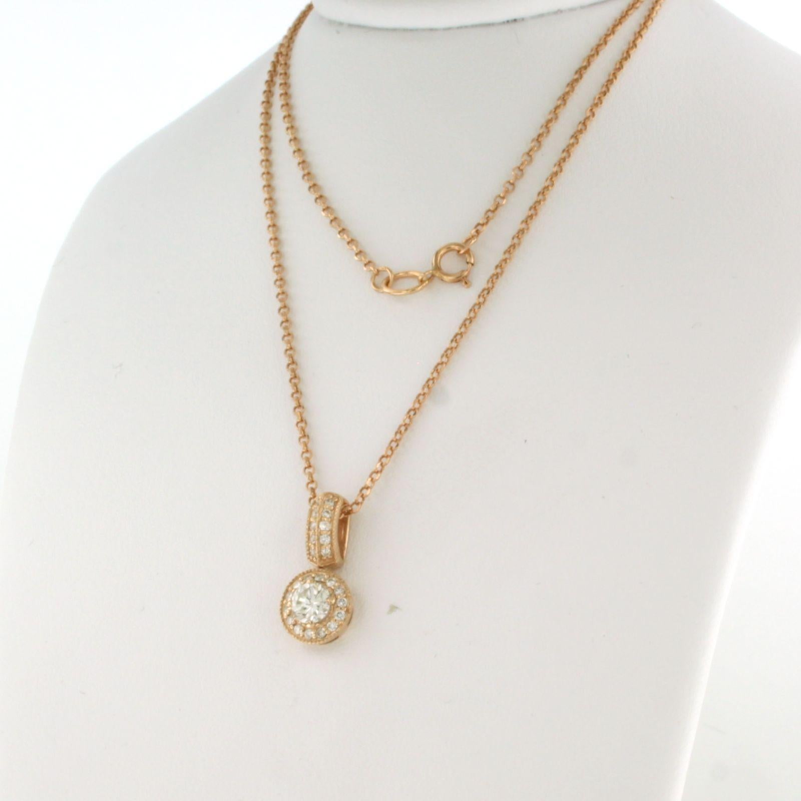 Donna Brilliante e ciondolo con diamanti taglio brillante fino a 0,52ct in oro 14k 2,3 grammi in vendita