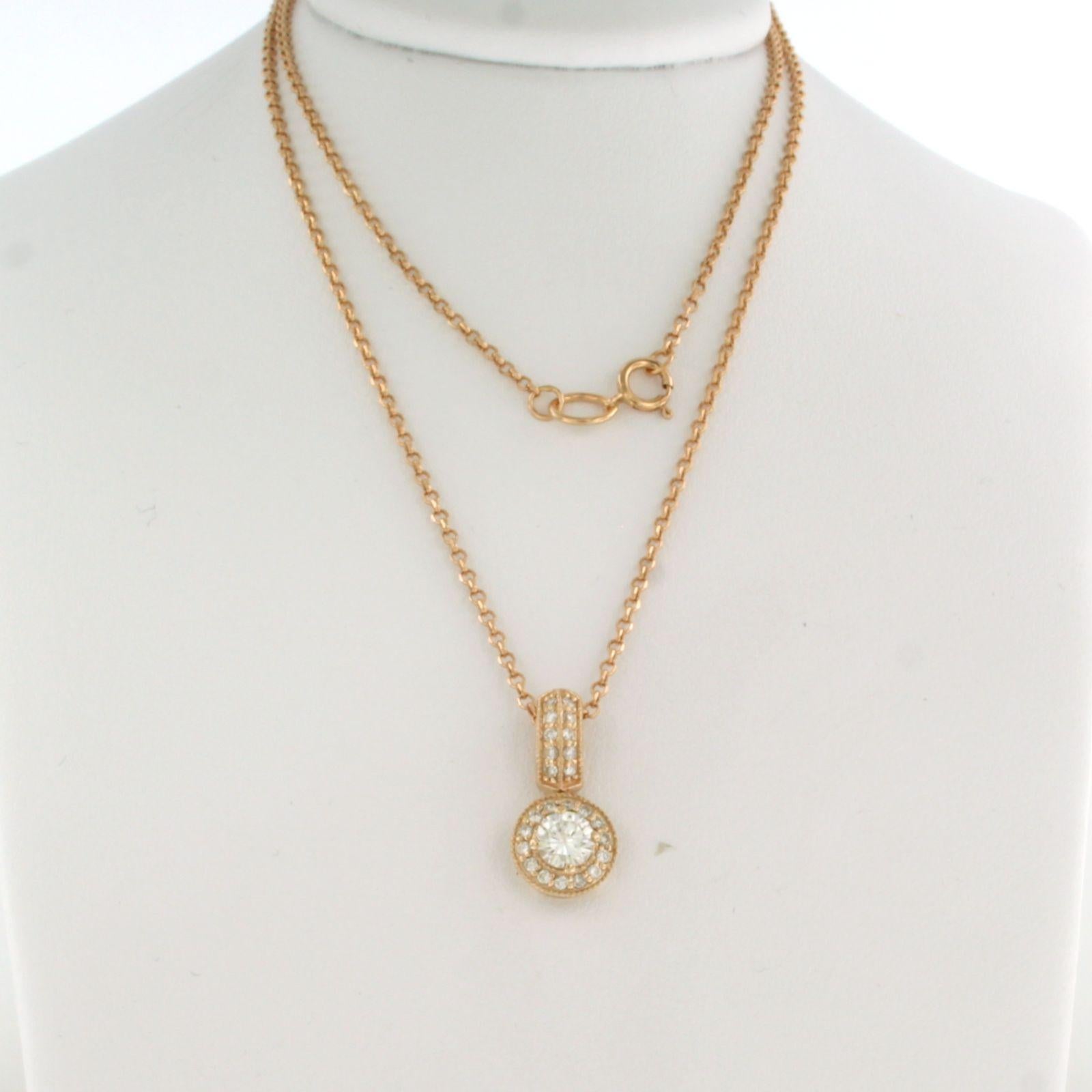 Brilliante e ciondolo con diamanti taglio brillante fino a 0,52ct in oro 14k 2,3 grammi in vendita 2