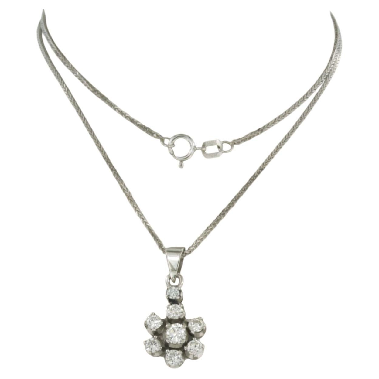 Collier et pendentif avec diamants taille brillant jusqu'à 0,62ct Or 14k 3,7 grammes