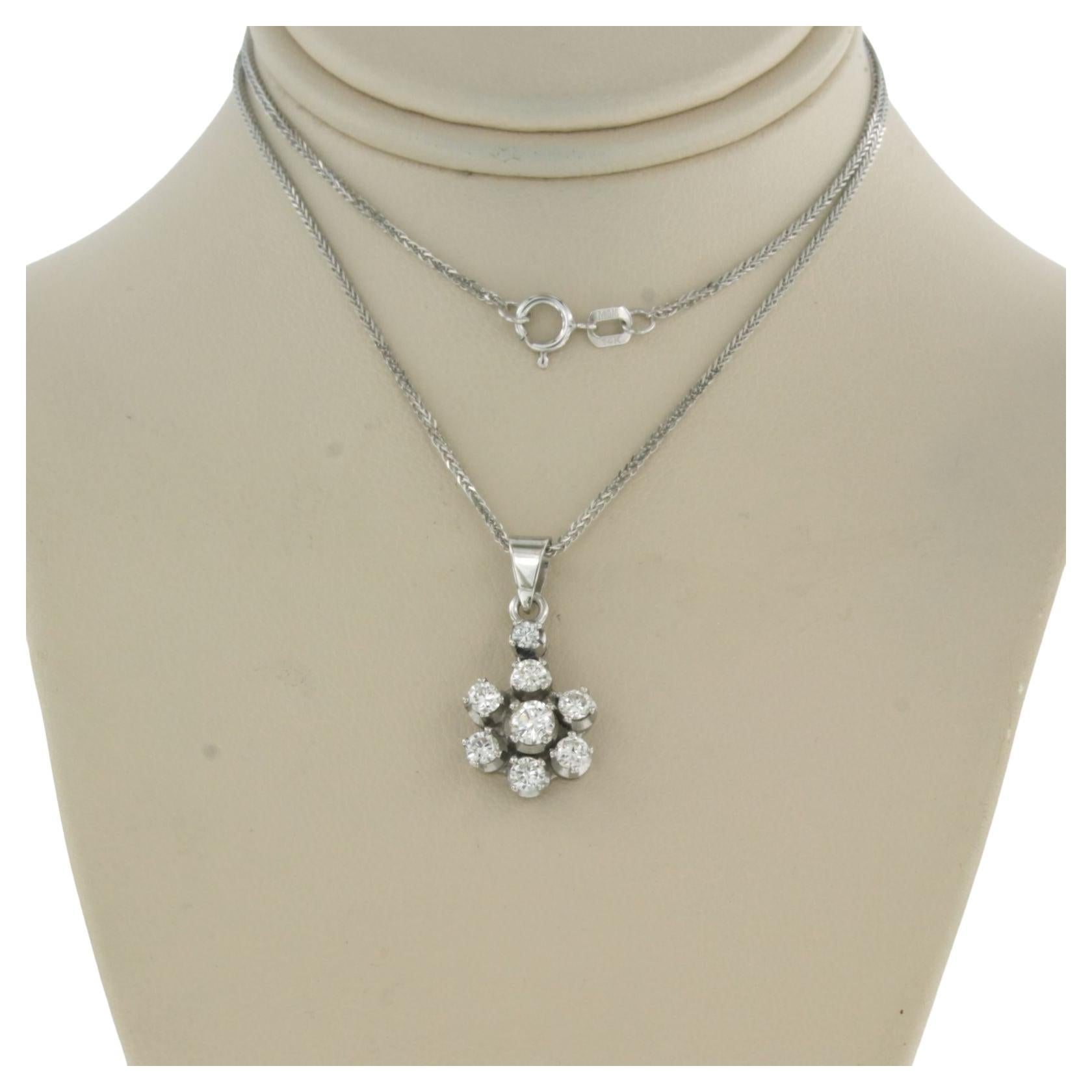 Necklace and pendant with brilliant cut diamonds up to 0.62ct 3.7 grams 14k gold