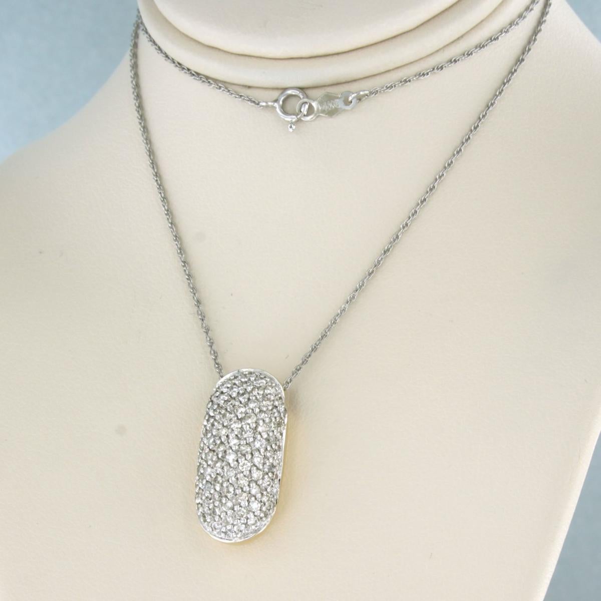 Moderne Collier et pendentif avec diamants taille brillant jusqu'à 1,00ct or blanc 14k en vente