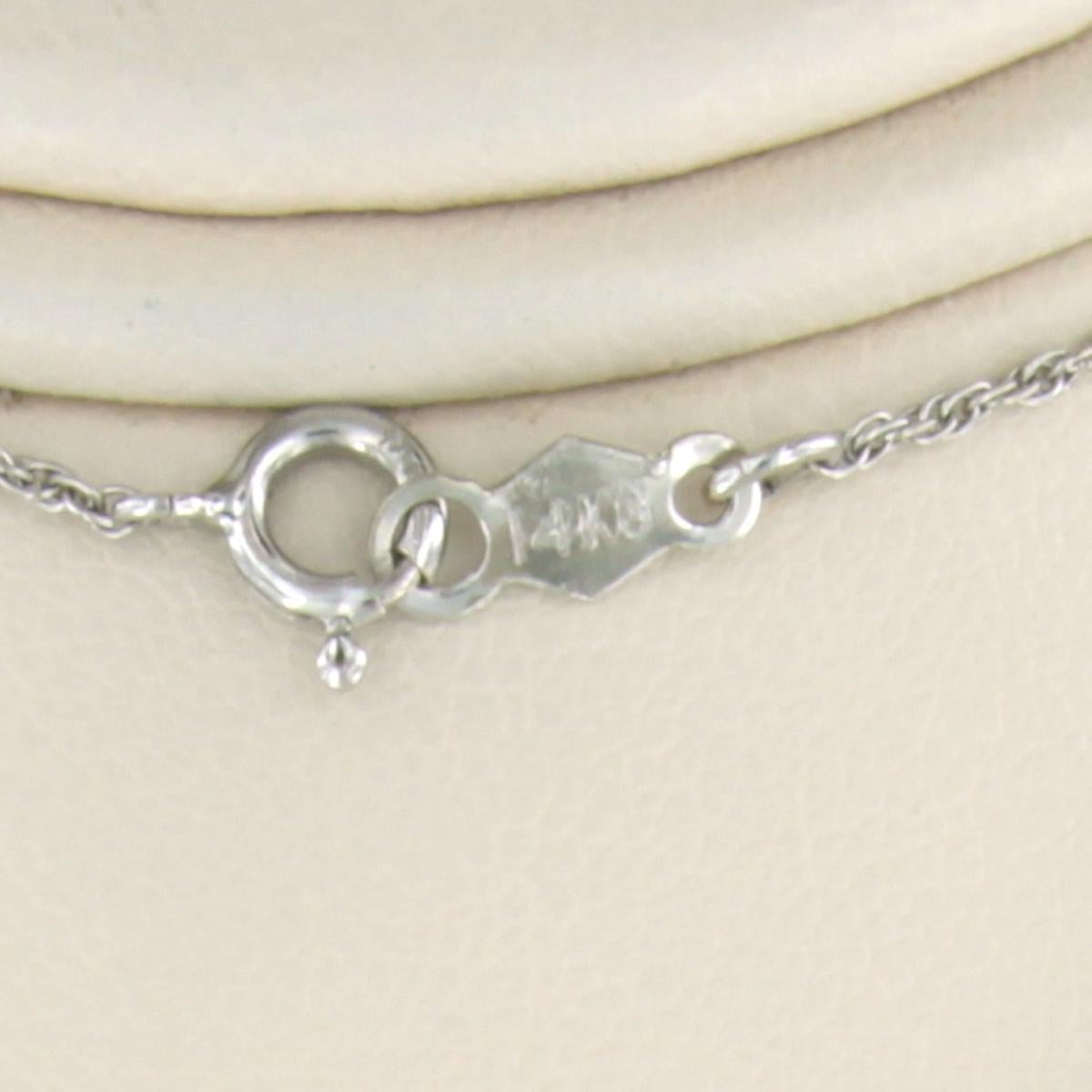 Collier et pendentif avec diamants taille brillant jusqu'à 1,00ct or blanc 14k Pour femmes en vente