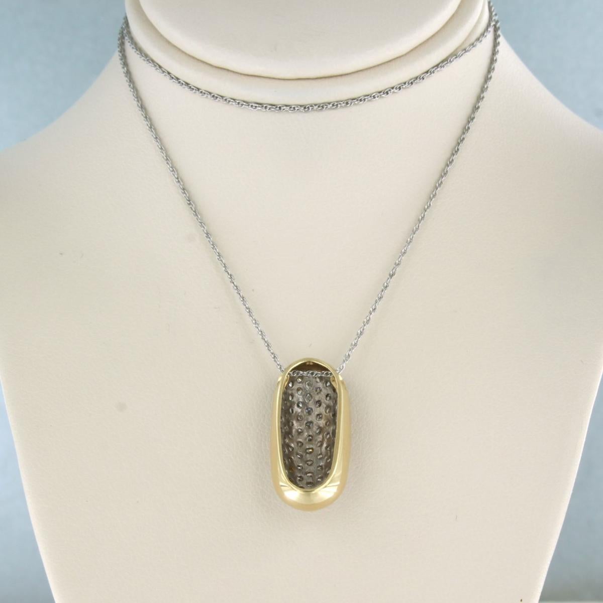 Collier et pendentif avec diamants taille brillant jusqu'à 1,00ct or blanc 14k en vente 1