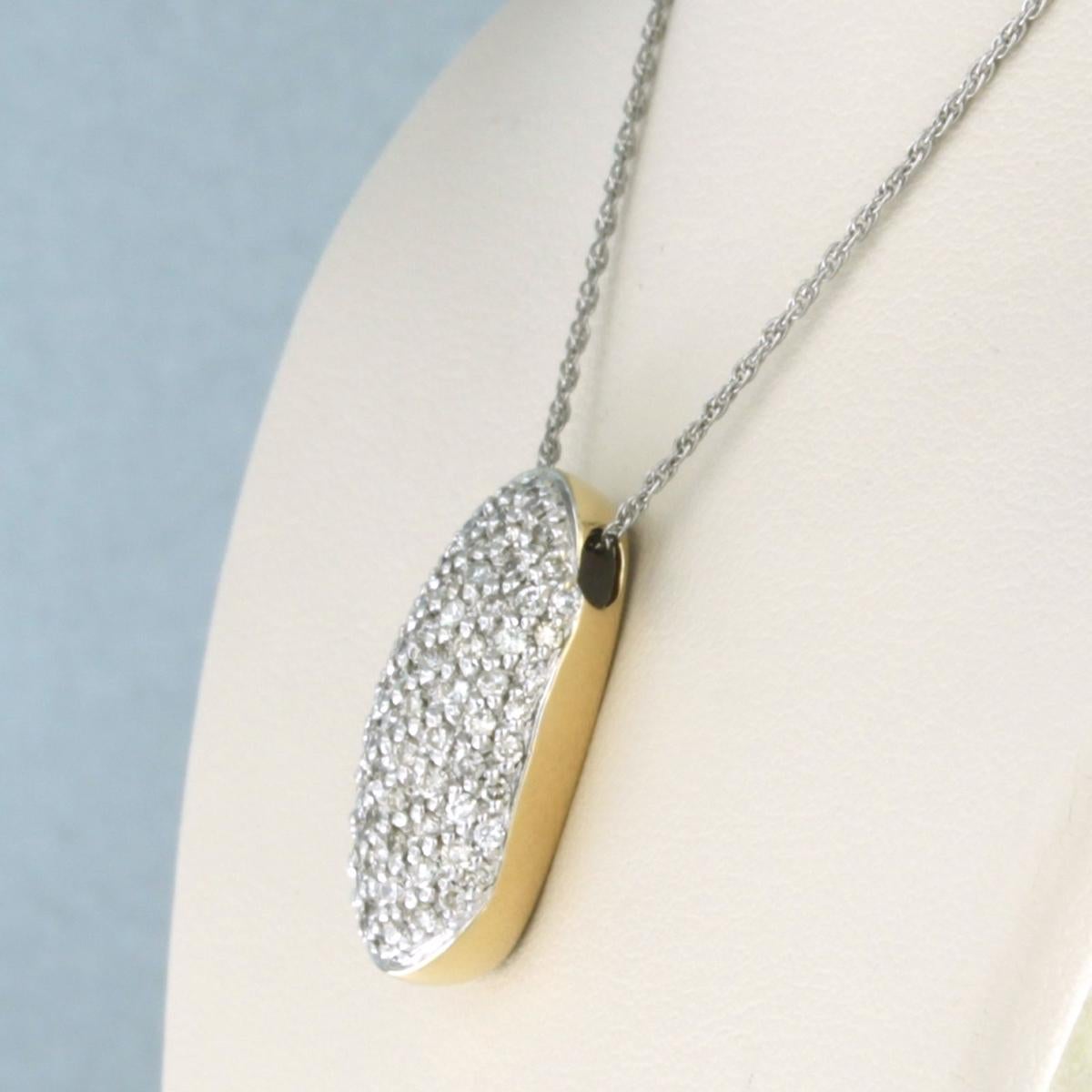 Collier et pendentif avec diamants taille brillant jusqu'à 1,00ct or blanc 14k en vente 2