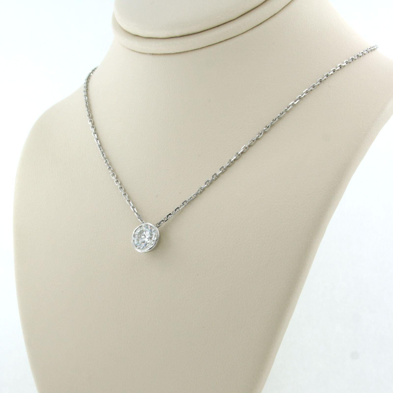 Brilliante e pendente con diamanti taglio brillante fino a 1,01ct - Oro bianco 14k In condizioni ottime in vendita a The Hague, ZH