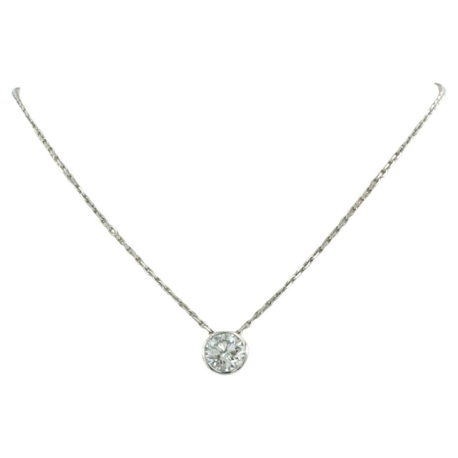 Necklace and pendant with brilliant cut diamonds up to 1.01ct - 14k white gold