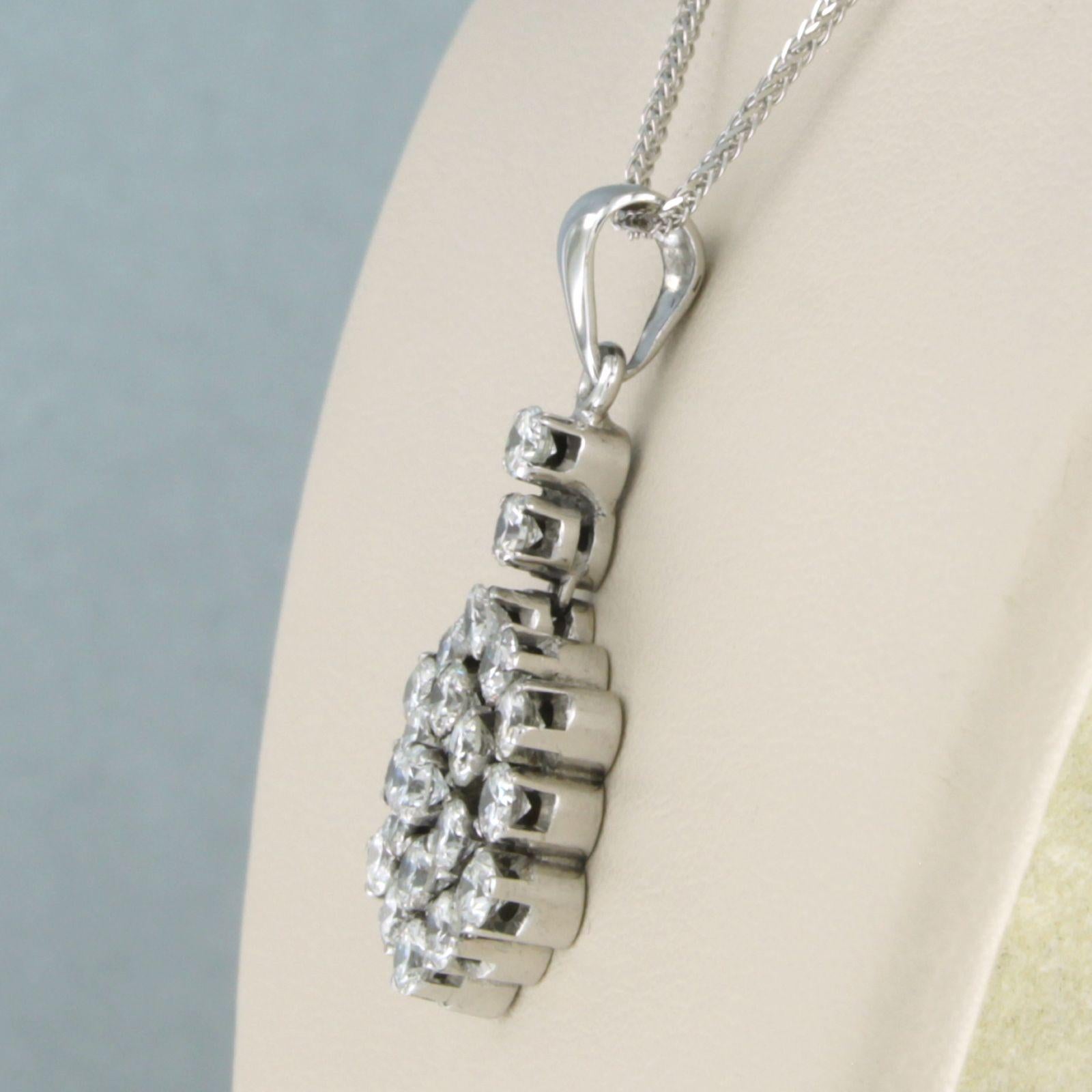 Modern necklace and pendant with brilliant cut diamonds up to 1.90ct14k and 18k gold For Sale