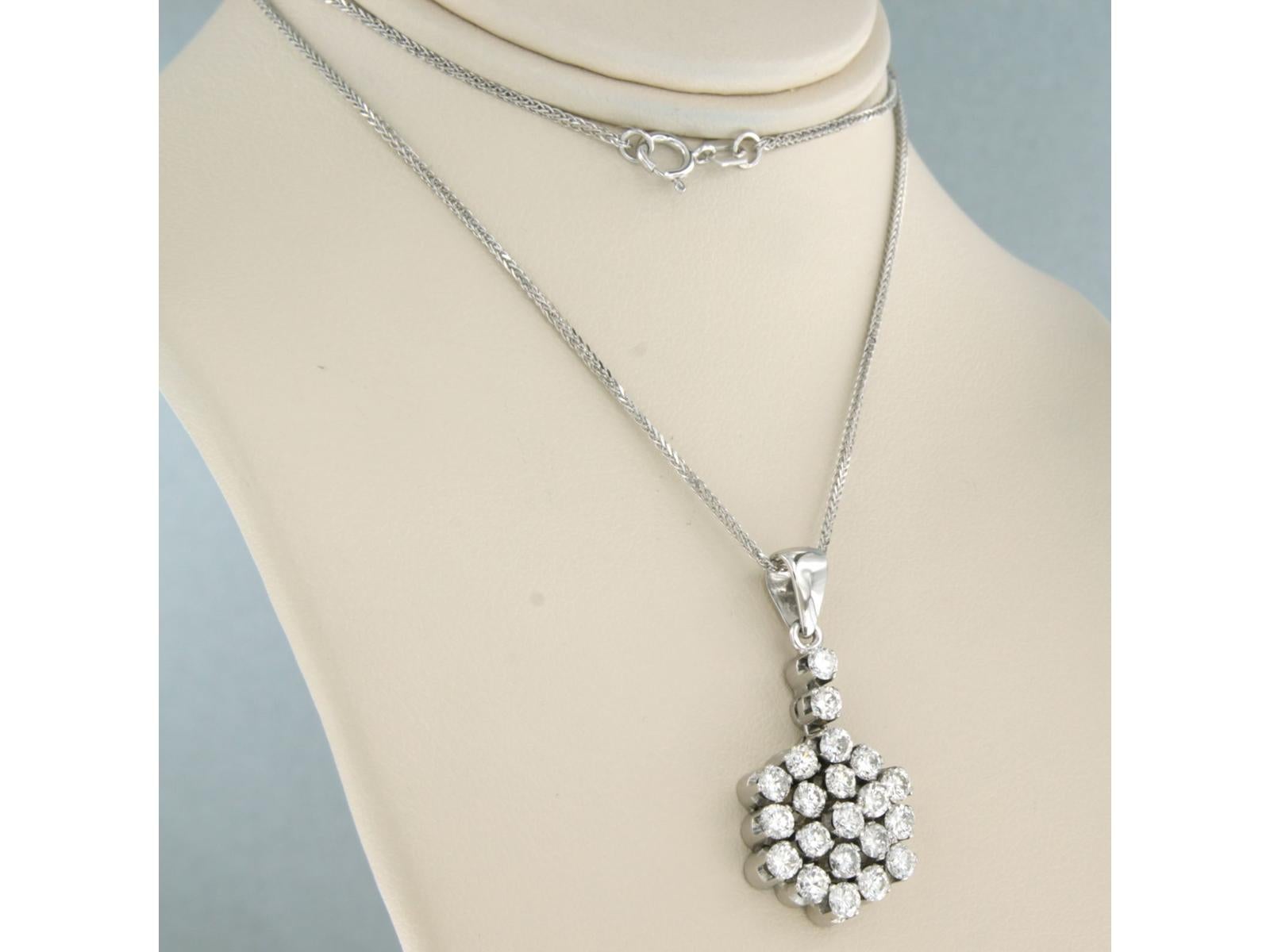 necklace and pendant with brilliant cut diamonds up to 1.90ct14k and 18k gold In Excellent Condition For Sale In The Hague, ZH