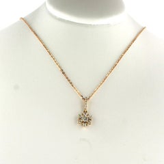 Necklace and pendant with brillint cut diamonds up to 0.26ct 14 gold 1.9 grams