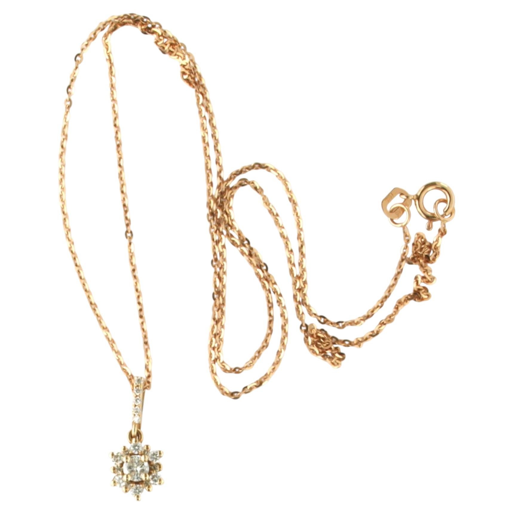 Collier et pendentif avec diamants taille brillant jusqu'à 0,26ct 14 or 1,9 grammes