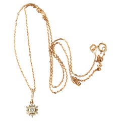 Necklace and pendant with brillint cut diamonds up to 0.26ct 14 gold 1.9 grams