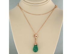 Necklace and pendant with chalcedony nd single cut diamonds 14k gold