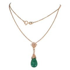 Necklace and pendant with chalcedony nd single cut diamonds 14k gold