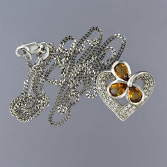 Necklace and pendant with citrine and brilliant cut diamonds 14k and 18k gold