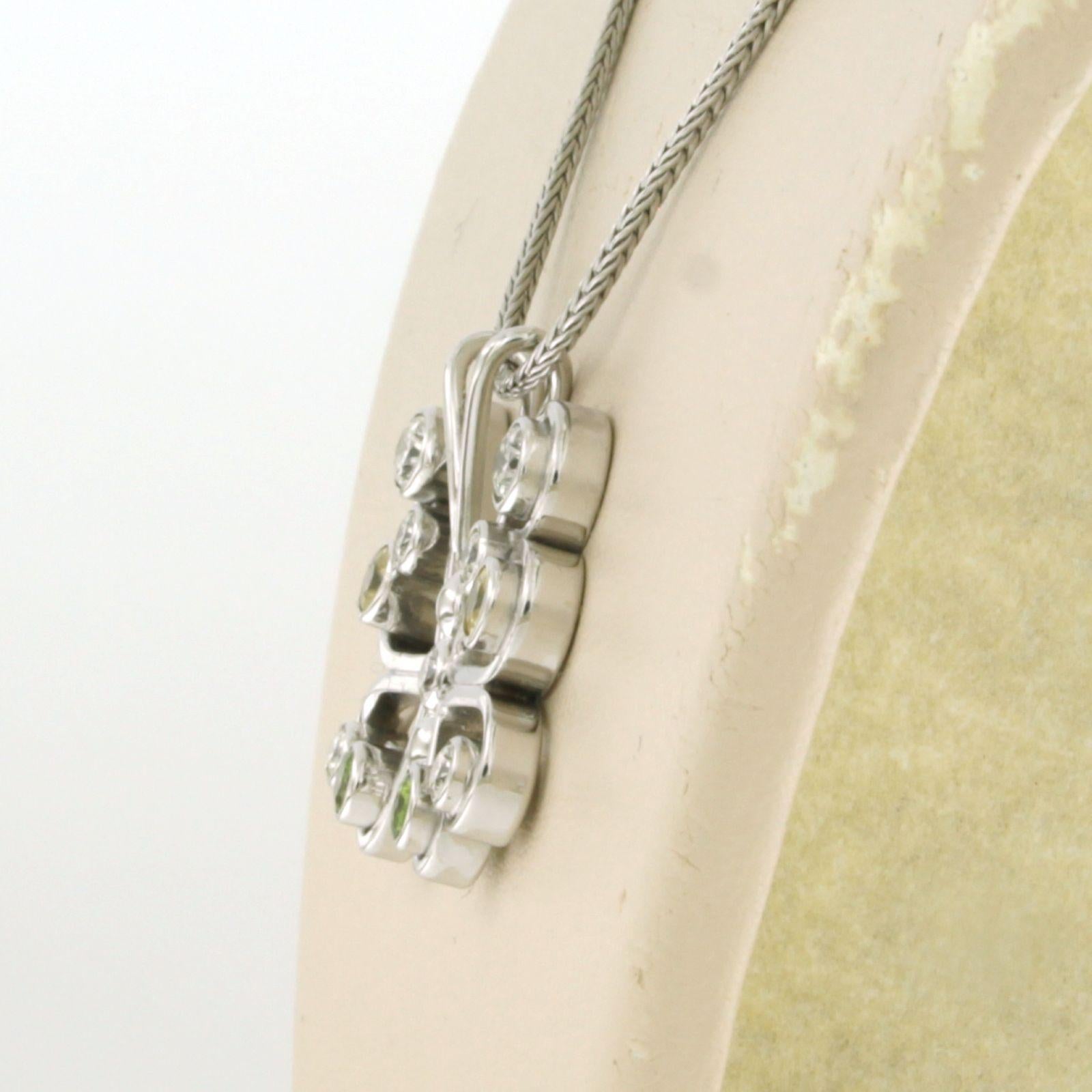 Taglio brillante Collana e pendente con citrino, peridoto e diamanti taglio brillante in oro 14k in vendita