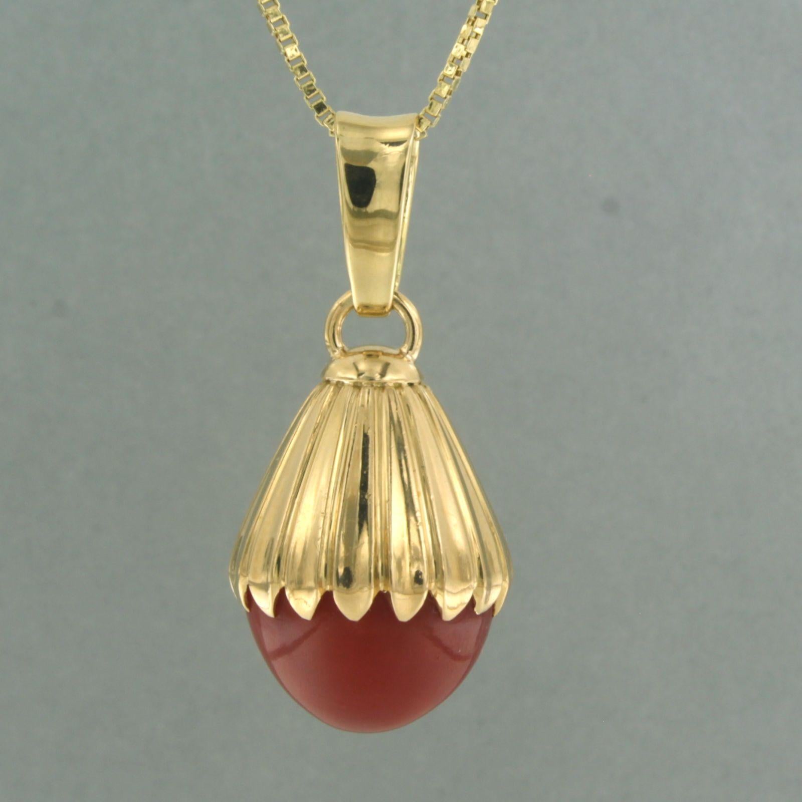 NEcordón y colgante con coral 17,0 gramos oro amarillo 14k Corte de bola en venta