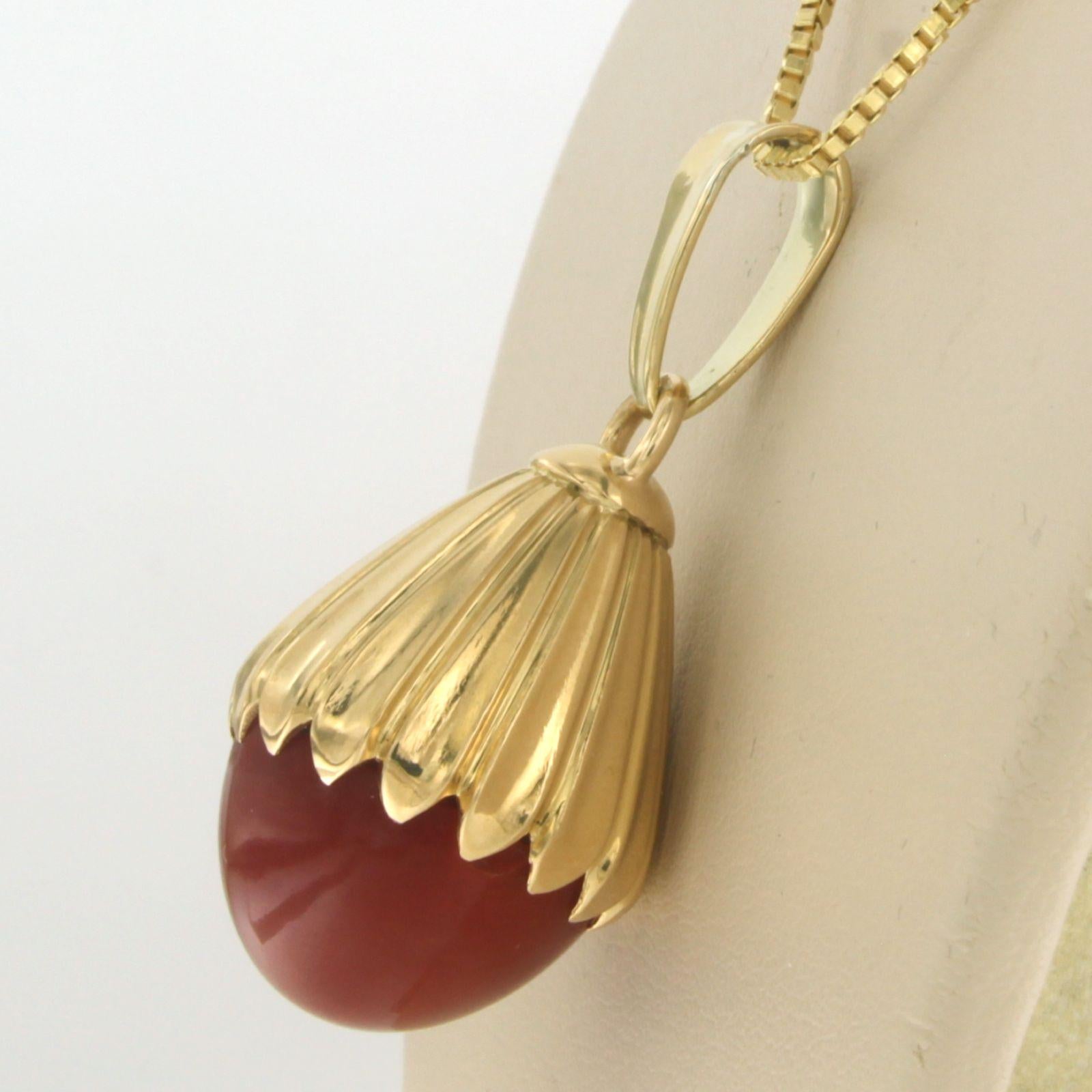 NEcordón y colgante con coral 17,0 gramos oro amarillo 14k en venta 1