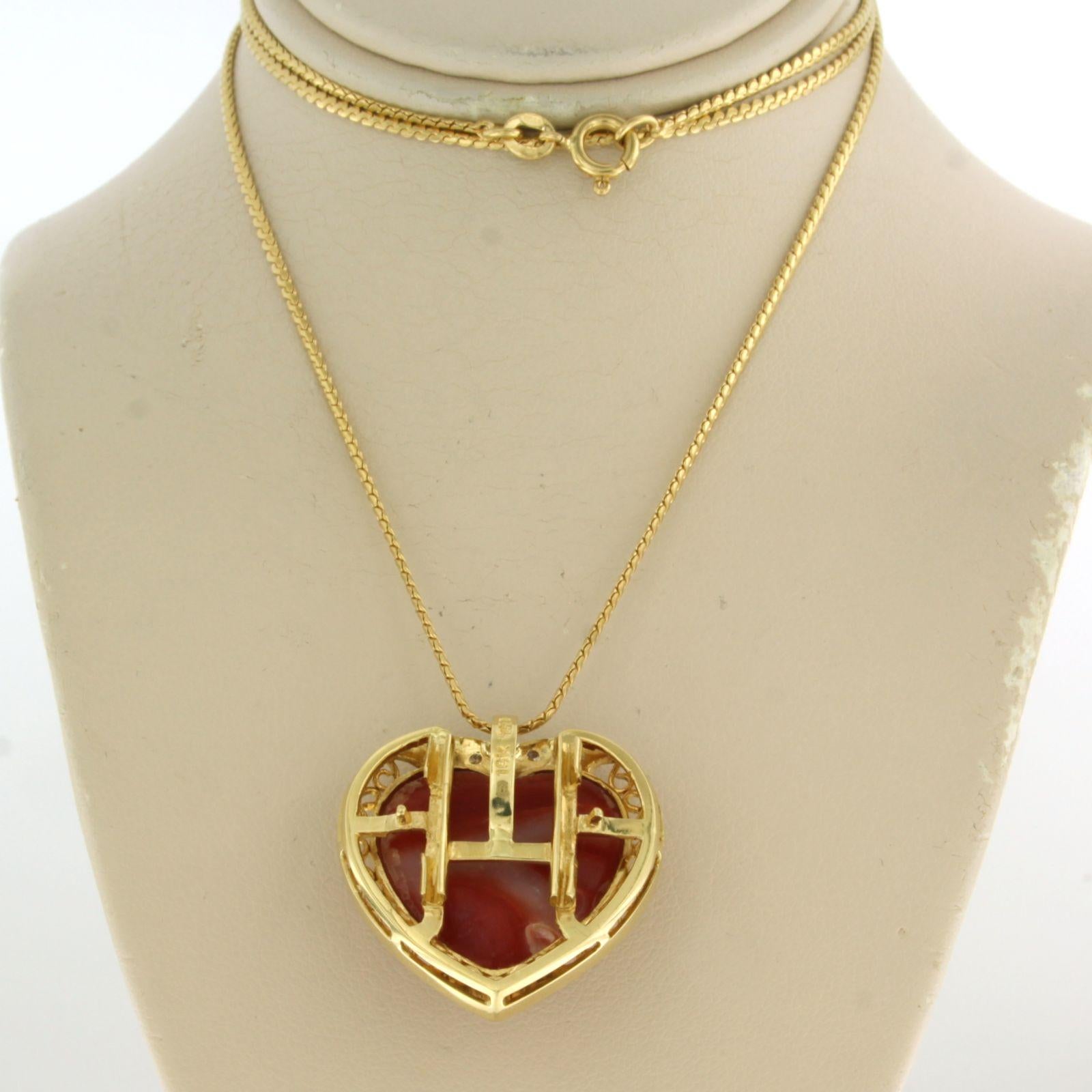 Necklace and pendant with Corallium Rubrum and brilliant cut diamond Pour femmes en vente