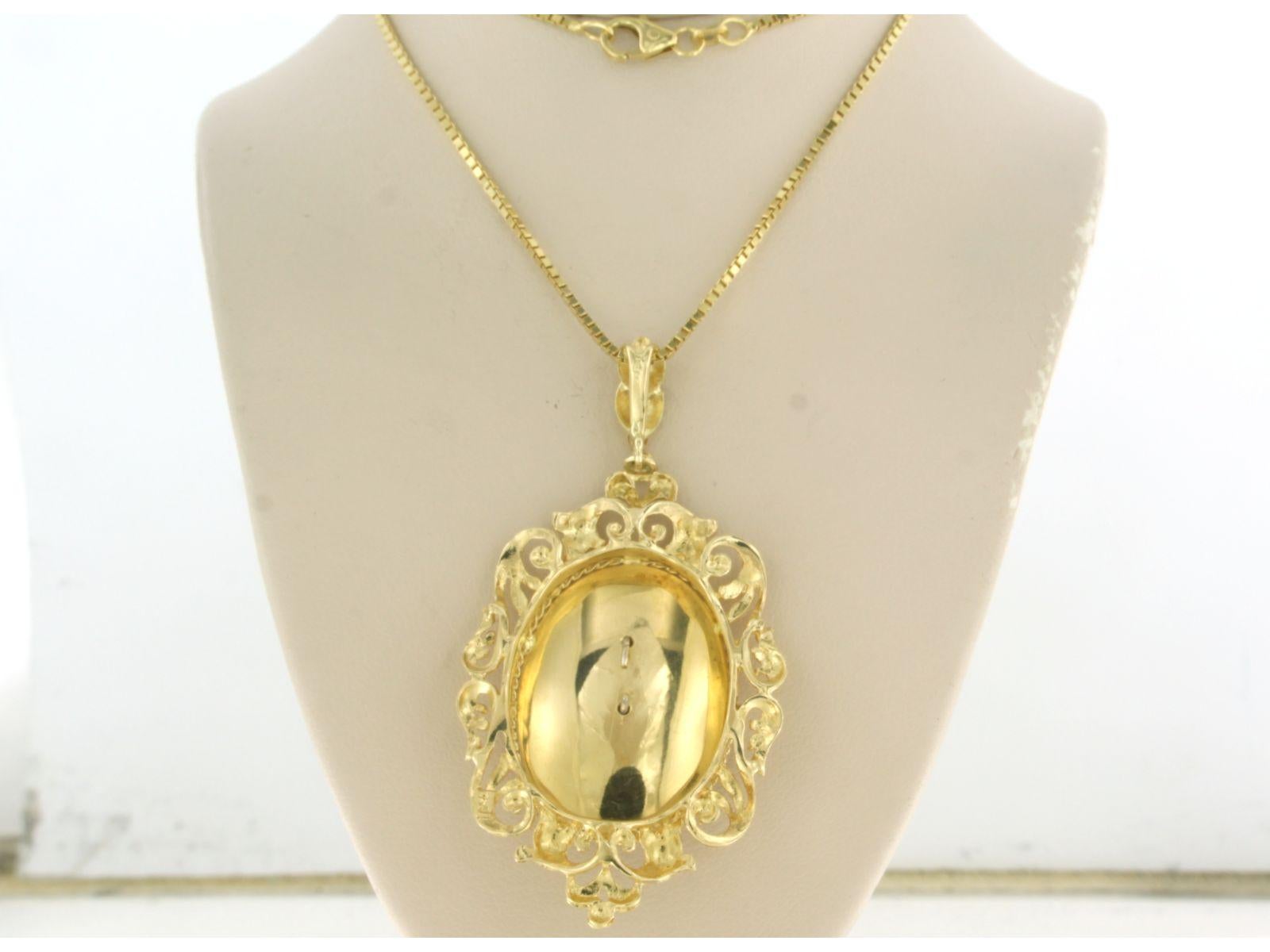 Necklace and pendant with diamonds 14k yellow gold For Sale 1