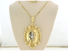 Antique Necklace and pendant with diamonds 14k yellow gold