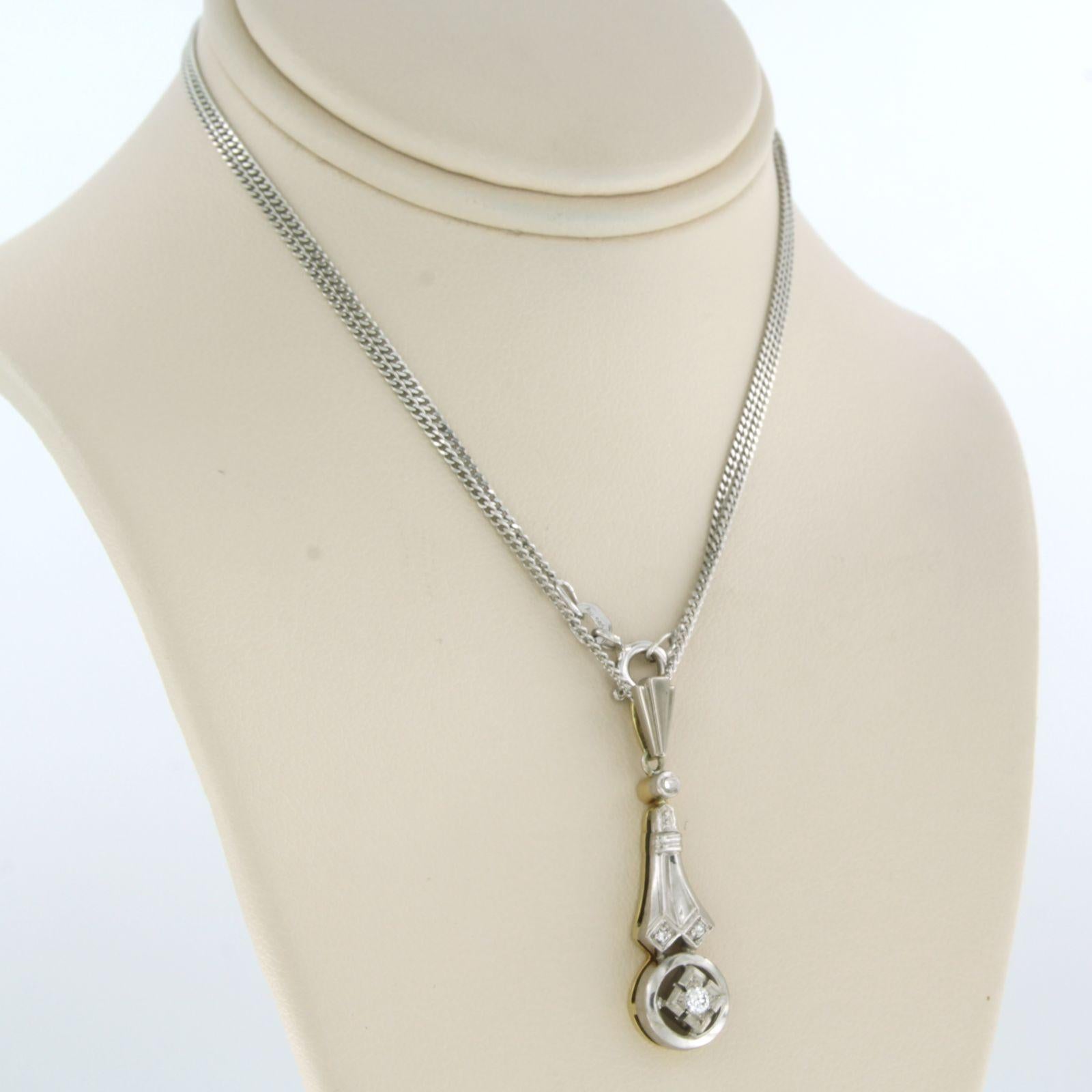 Art Nouveau Necklace and pendant with diamonds up to 0.07ct 14k gold 5.2 grams For Sale
