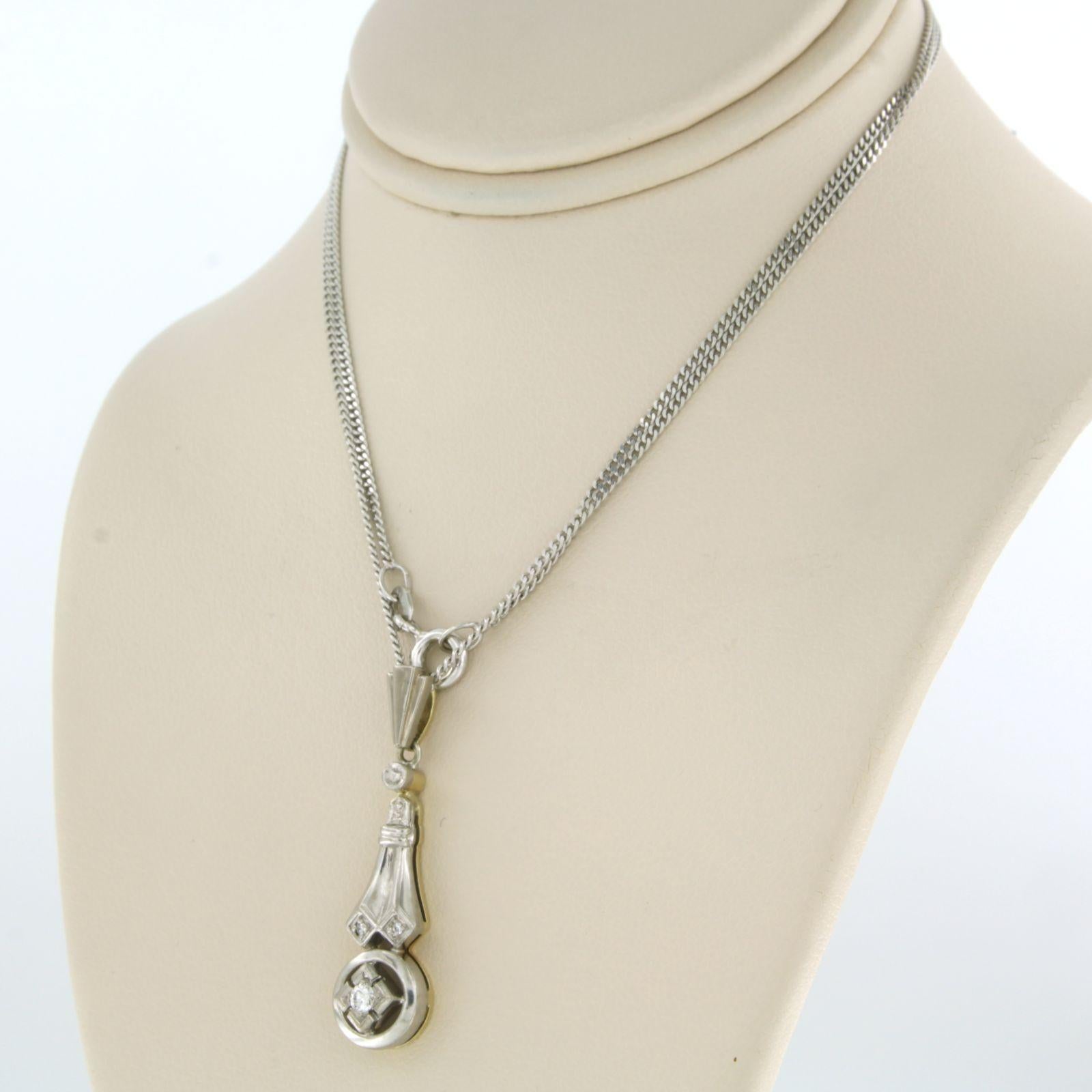 Brilliant Cut Necklace and pendant with diamonds up to 0.07ct 14k gold 5.2 grams For Sale