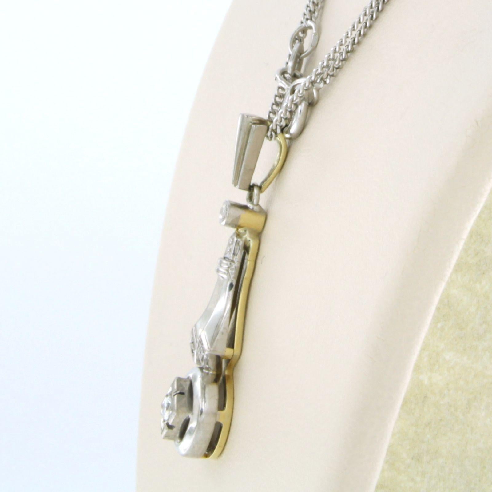 Necklace and pendant with diamonds up to 0.07ct 14k gold 5.2 grams In Excellent Condition For Sale In The Hague, ZH