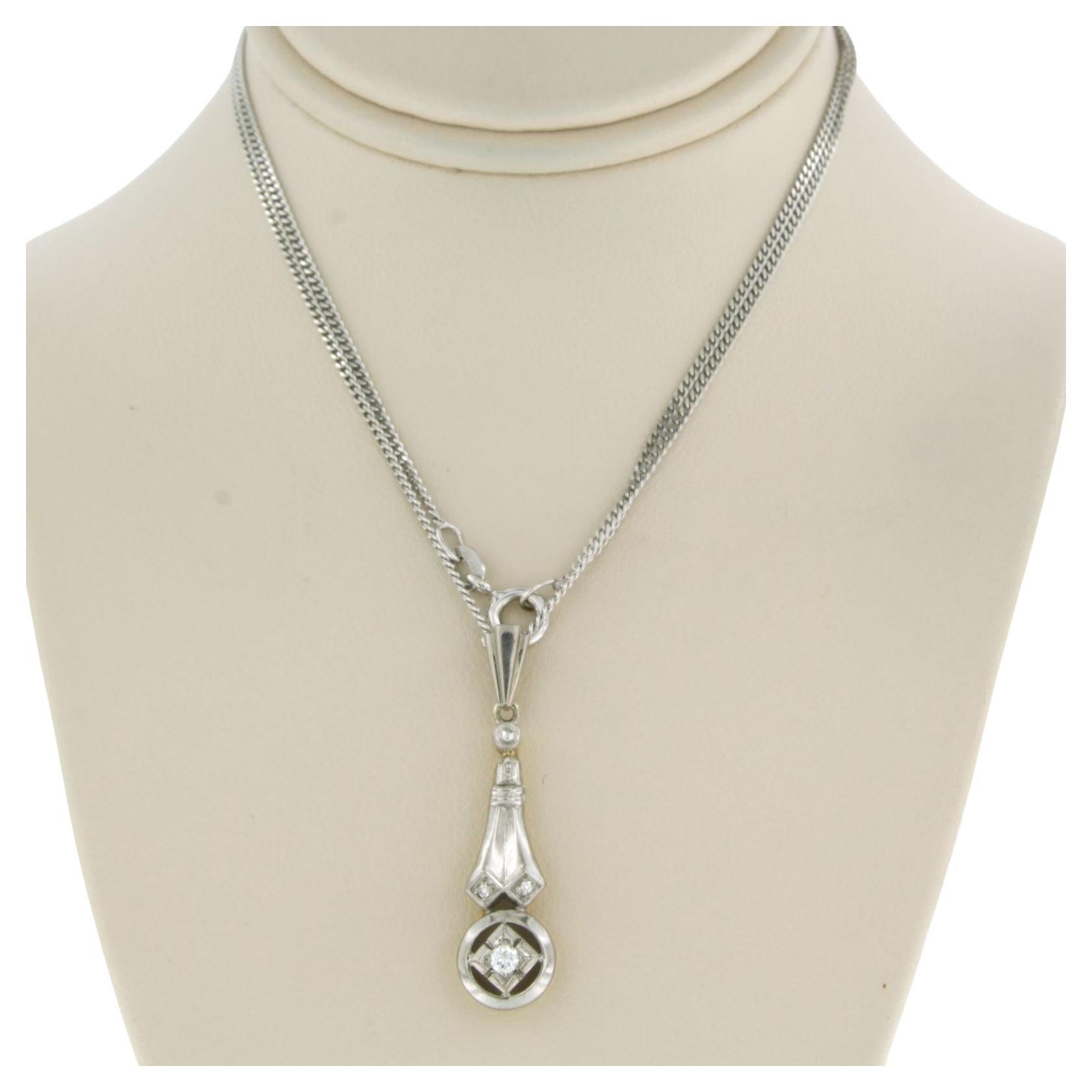 Necklace and pendant with diamonds up to 0.07ct 14k gold 5.2 grams For Sale