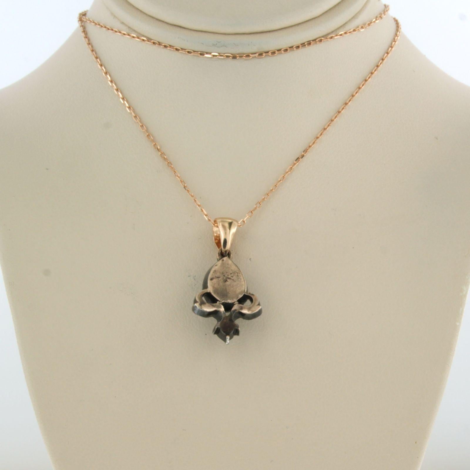 Women's Necklace and pendant with diamonds up to 1.00ct 14k pink gold and silver For Sale