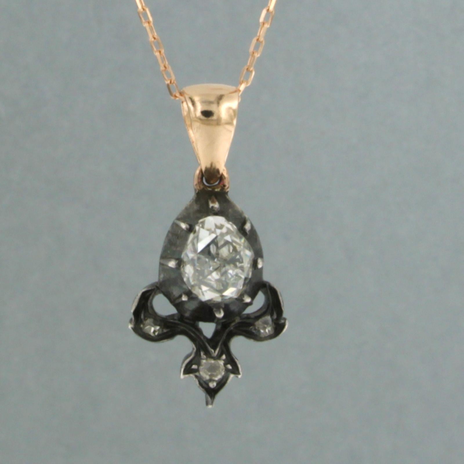 Necklace and pendant with diamonds up to 1.00ct 14k pink gold and silver For Sale 1