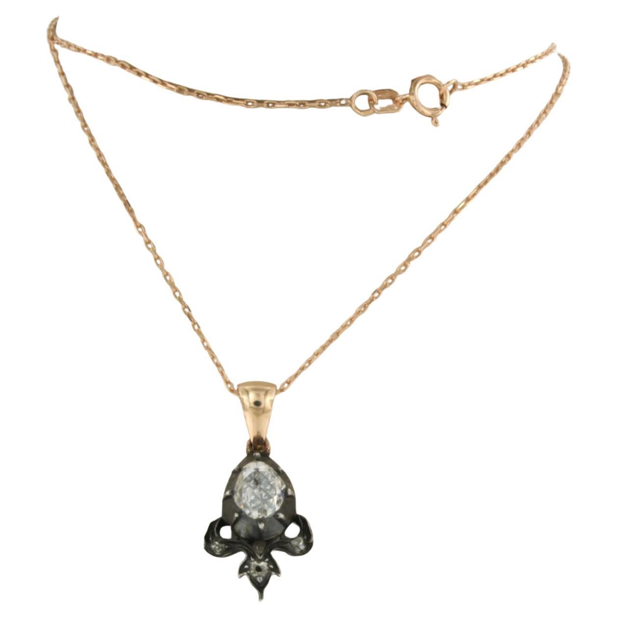 Necklace and pendant with diamonds up to 1.00ct 14k pink gold and silver