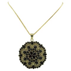 Necklace and pendant with garnet - 12.4 grams - 14k yellow gold