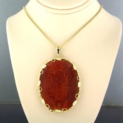 Necklace and pendant with jade 18.3 grams 14k gold